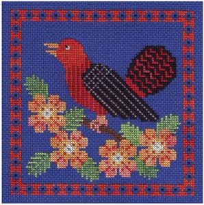 Red and Black Bird Cross Stitch #6 - Scarlet Tananger