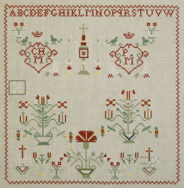 A French Religious Motif Sampler 1830 A French Religious Motif Sampler 1830