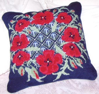 Poppies & Rosemary (needlepoint)
