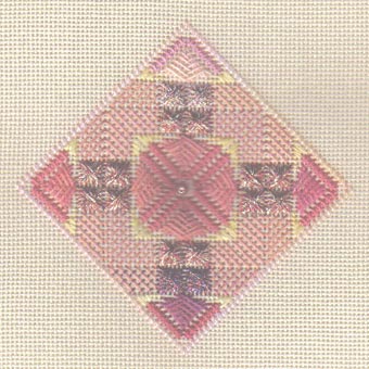 Oasis II -- Pomegranate colorway on Light Caramel Congress Cloth