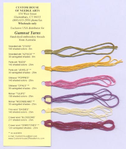 Gumnut Yarns Thread Sample Card